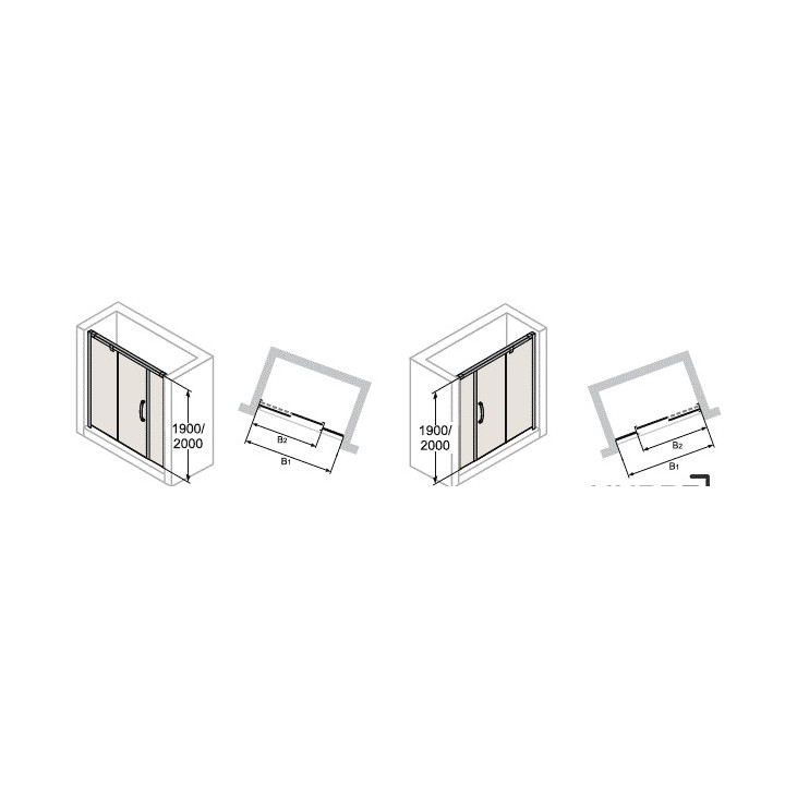 Dveře posuvné Huppe Aura Elegance , 900 x 900 mm, čiré sklo stříbrná mat , - sanitbuy.pl