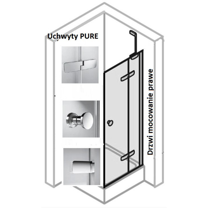 Dveře posuvné Huppe Aura Elegance , 900 x 900 mm, čiré sklo stříbrná mat , - sanitbuy.pl