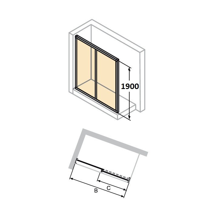 Dveře posuvné Huppe Aura Elegance , 900 x 900 mm, čiré sklo stříbrná mat , - sanitbuy.pl