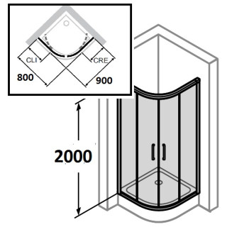 Dveře posuvné Huppe Aura Elegance , 900 x 900 mm, čiré sklo stříbrná mat , - sanitbuy.pl