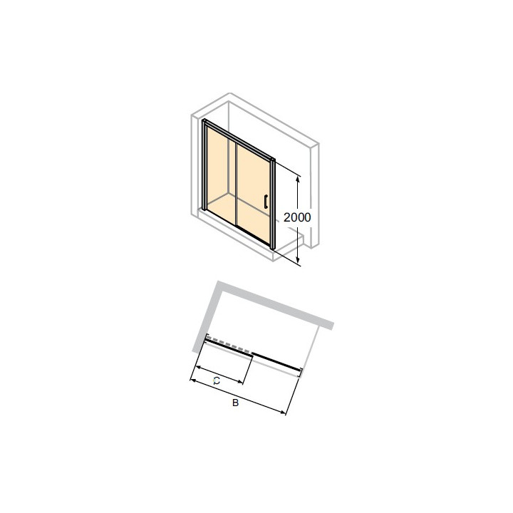 Dveře posuvné Huppe Aura Elegance , 900 x 900 mm, čiré sklo stříbrná mat , - sanitbuy.pl