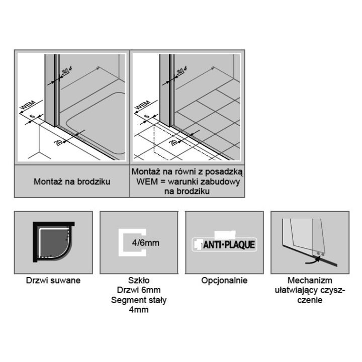 Dveře posuvné Huppe Aura Elegance , 900 x 900 mm, čiré sklo stříbrná mat , - sanitbuy.pl