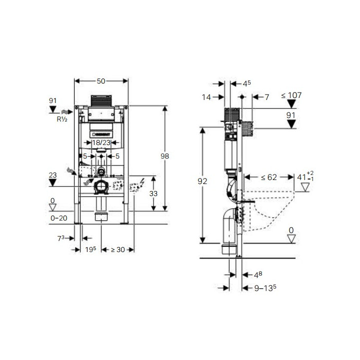 Podomítkový systém Geberit Duofix H112 k závěsnému WC , UP720, Sigma 8 cm- sanitbuy.pl