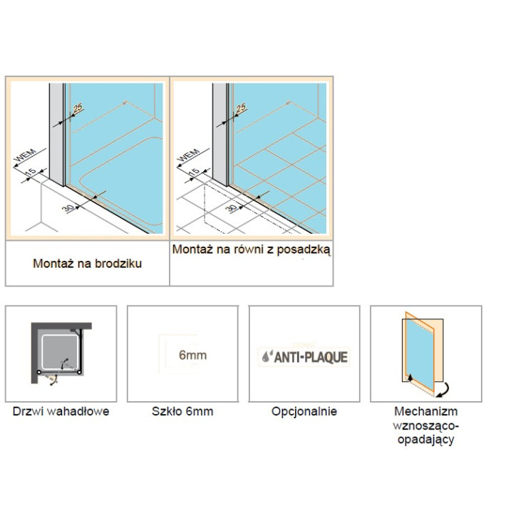 Dveře posuvné Huppe Aura Elegance , 900 x 900 mm, čiré sklo stříbrná mat , - sanitbuy.pl