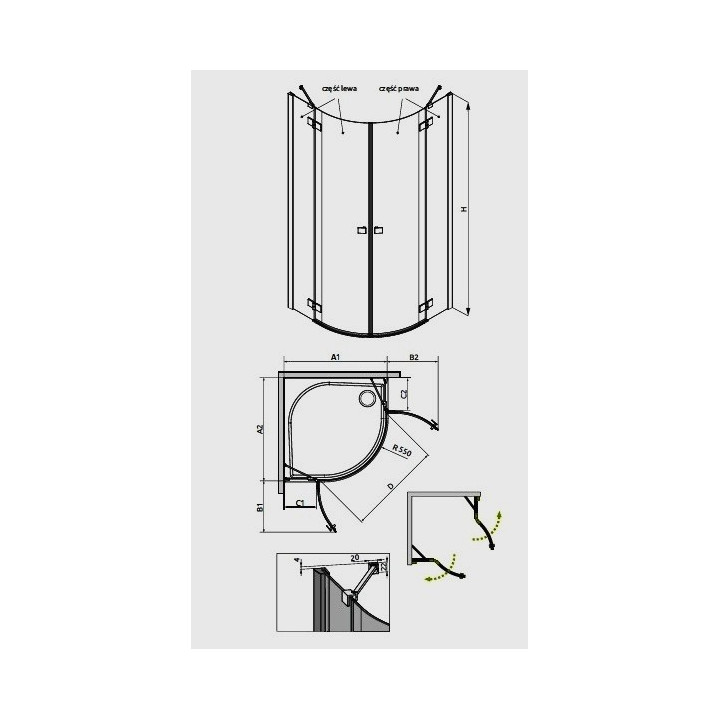 Zástěna Radaway Eos II PND 110 pravý - sanitbuy.pl