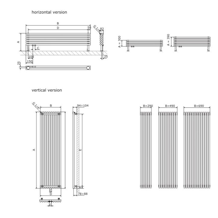 Grzejnik Terma Tune Vertical Single 1800x690 mm- sanitbuy.pl