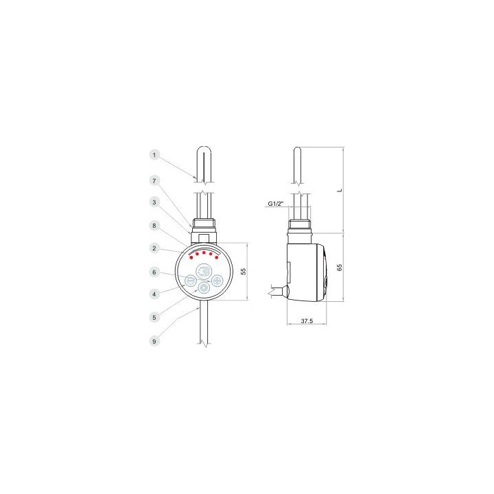 Topná spirála Terma Technologie MEG 1 výkon 600 W - gold- sanitbuy.pl