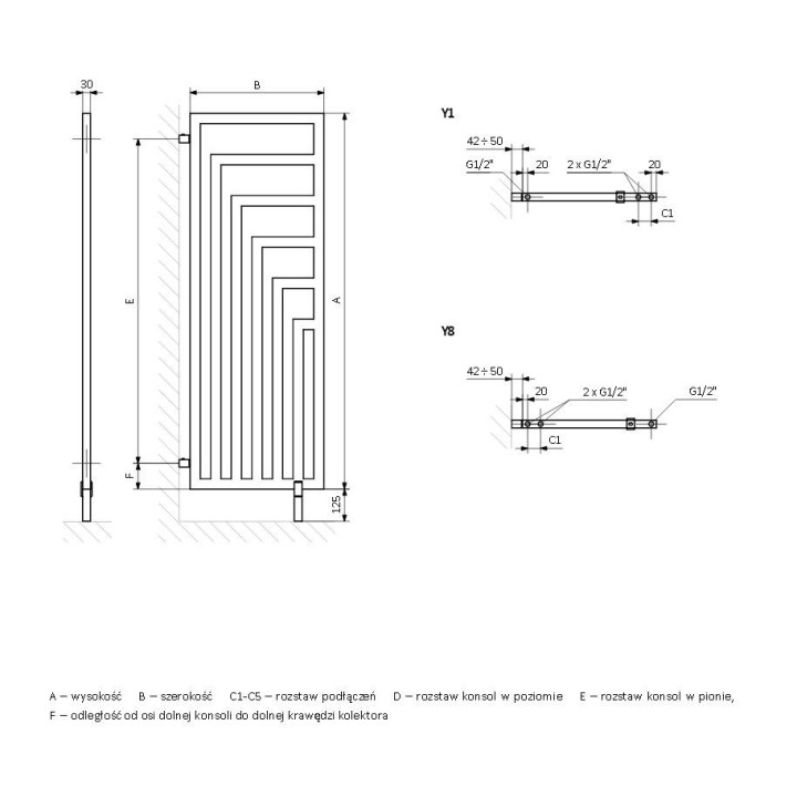 Radiátor Terma Angus 1780x680 mm - bílá - sanitbuy.pl
