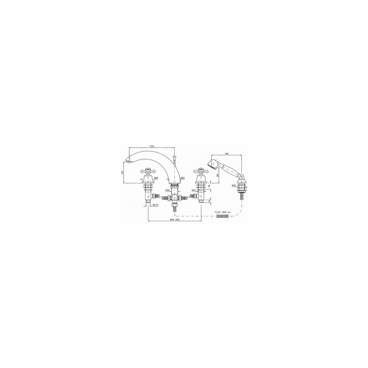 Bateria wannowa 4-otworowa Delfi Zucchetti- sanitbuy.pl