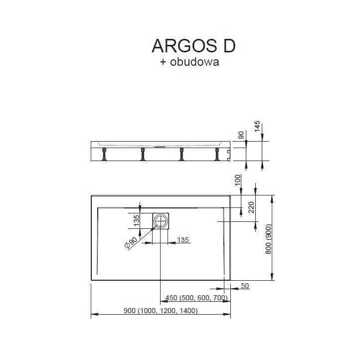 Brodzik Dolphi Radaway Argos D 100x80 obdélníková 180 x 80 cm- sanitbuy.pl