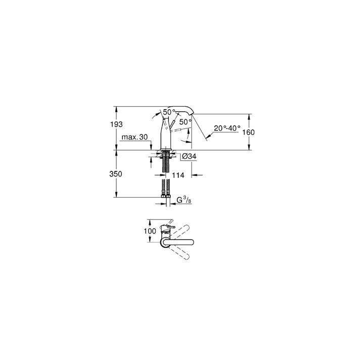 Bateria umywalkowa Grohe Essence stojąca, wys. 193 mm, chrom, jednootworowa- sanitbuy.pl