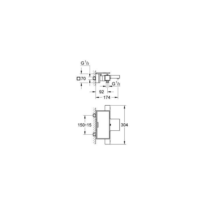 Bateria prysznicowa Grohe Grohtherm Cube, ścienna, szer. 304 mm, chrom, z półką - sanitbuy.pl