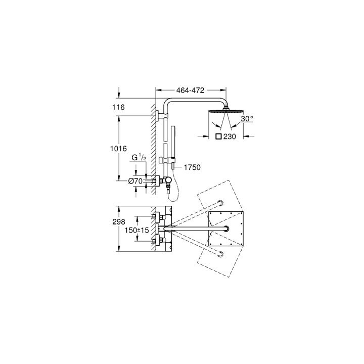 System prysznicowy GROHE Euphoria Cube XXL System 220 Rainshower Allure dł. ramienia 400 mm, chrom- sanitbuy.pl
