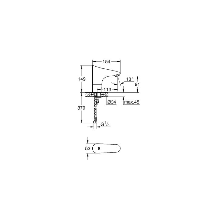Bateria umywalkowa elektroniczna GROHE Allure E stojąca, wys. 240 mm, chrom, z mieszaczem- sanitbuy.pl