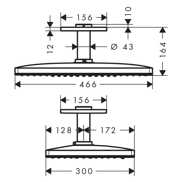 Deszczownica Hansgrohe Rainmaker Select 460 3jet sufitowa, dł. 164 mm, biały/chrom- sanitbuy.pl