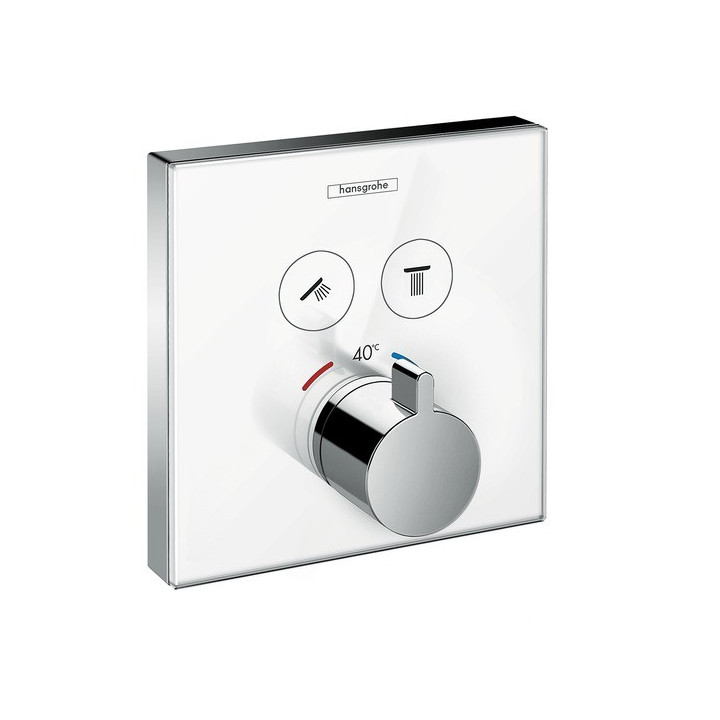 Bateria termostatyczna Hansgrohe ShowerSelect Glass podtynkowa, el. zewnętrzny, biały/chrom, 1 odbiornik- sanitbuy.pl
