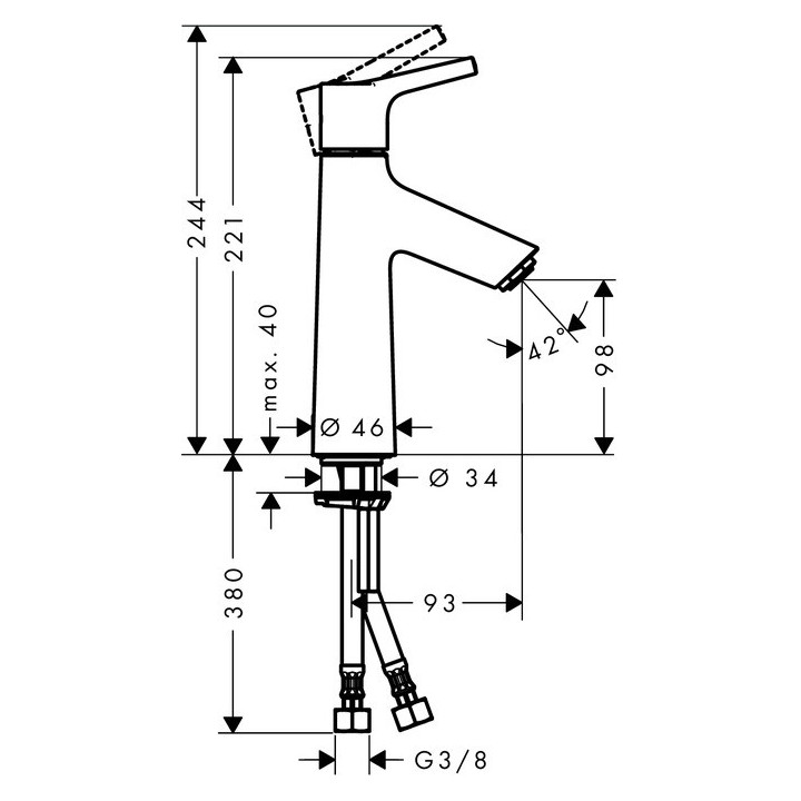 Bateria umywalkowa 1-uchwytowa Hansgrohe Talis S 100 wys. 244 mm, chrom, brak kompletu odpłwowego, CoolStart- sanitbuy.pl