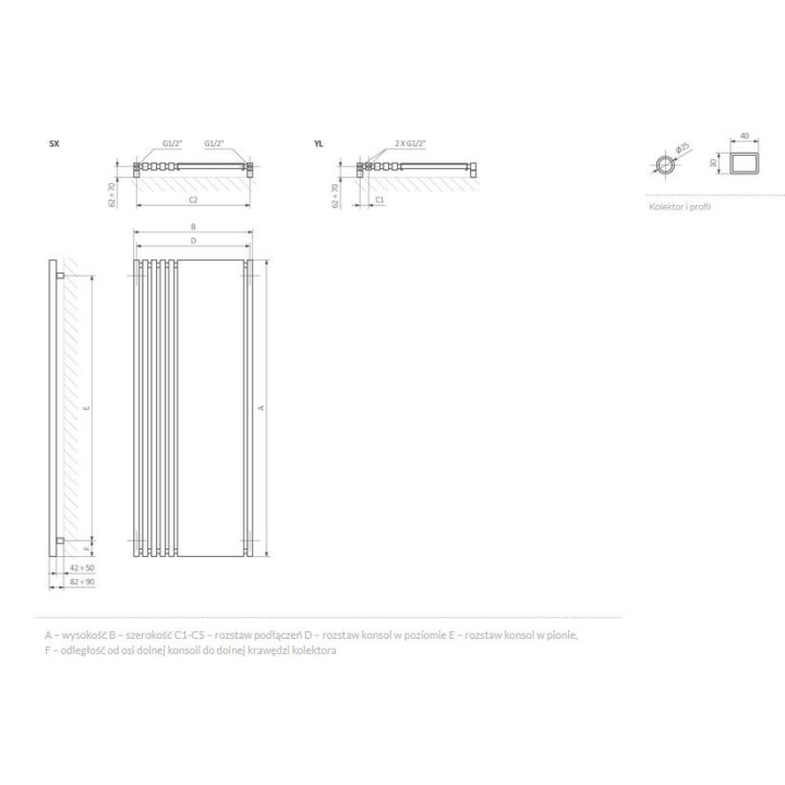 Radiátor Terma Triga AW 170x43 cm - bílá/ barva- sanitbuy.pl