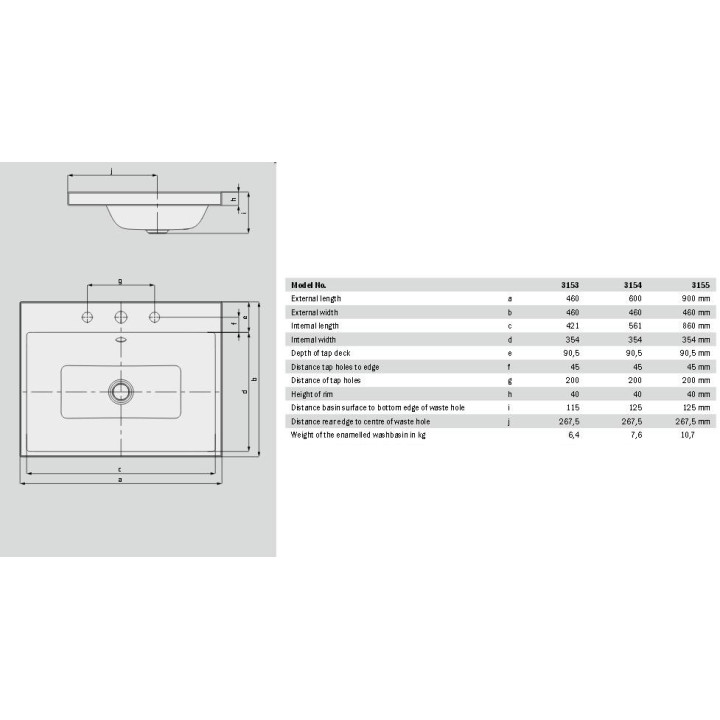 Umyvadlo na postavení na desku Kaldewei Puro 60 x 46 x 4 cm, bílá, otvor na baterii, z přepadem, powierzchnia uszlachetniona- sa