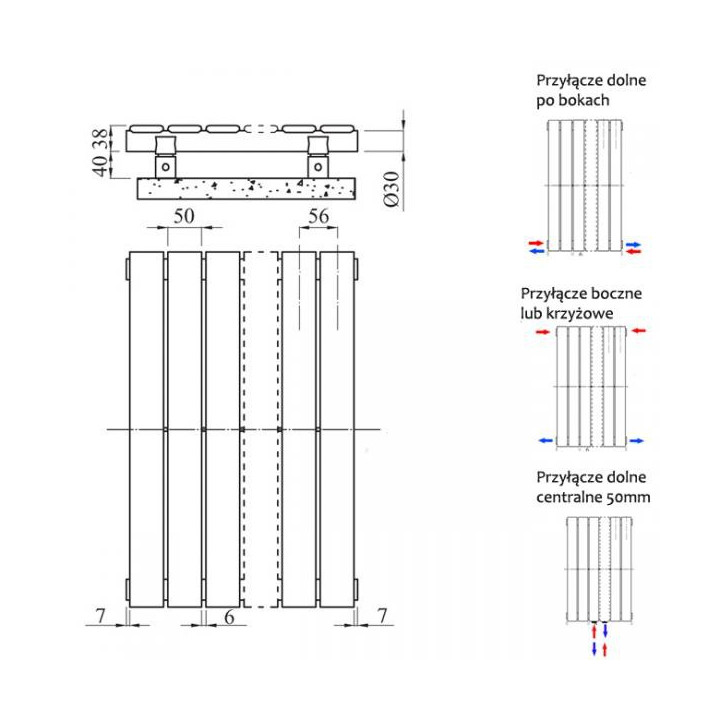 Radiátor Vasco Viola Vertikální V1L1 50,5x120 cm - bílá- sanitbuy.pl