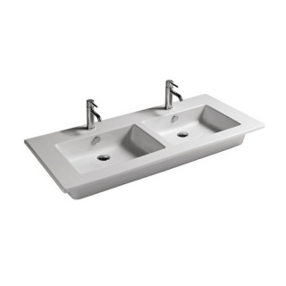 Umyvadlo wiszaca Galassia Eden bílá, 141 x 46 x 12 cm, dvojitá, přepad i otvor na baterii- sanitbuy.pl