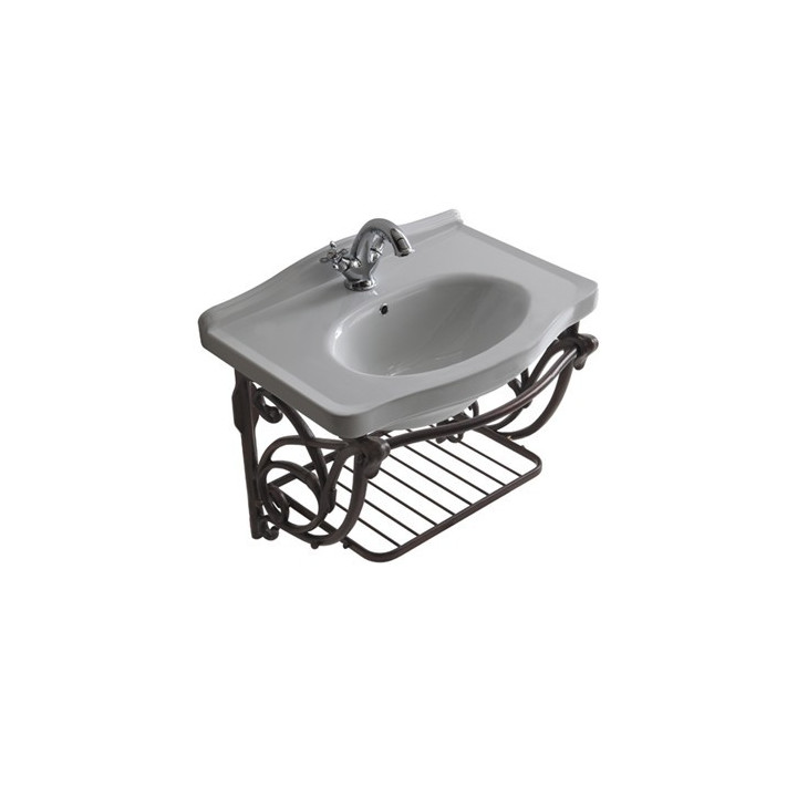 Rám pod umyvadlo, závěsný Galassia Ethos antyczne hliník, polička i reling, pro umyvadla 75 cm, retro - sanitbuy.pl