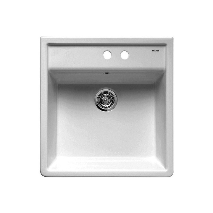Zlewozmywak keramický Blanco PANOR 60, nakładany, dwuotwotowy, bílá lesklá- sanitbuy.pl
