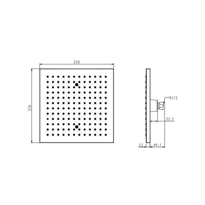 Horní sprcha čtvercová Omnires 25x25 - sanitbuy.pl