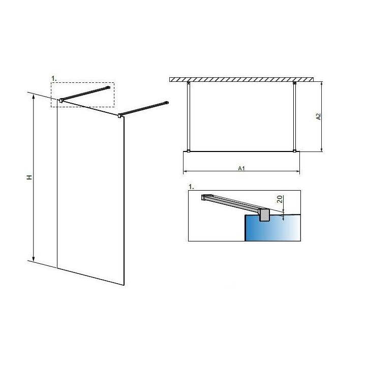 Stěna Walk-In Radaway Modo New I 120-150 x 150-230cm, chrom, sklo čiré- sanitbuy.pl
