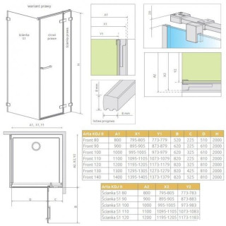 Přední plocha koutu Radaway Arta KDJ II 110x200cm levá sklo čiré Chrome+- sanitbuy.pl