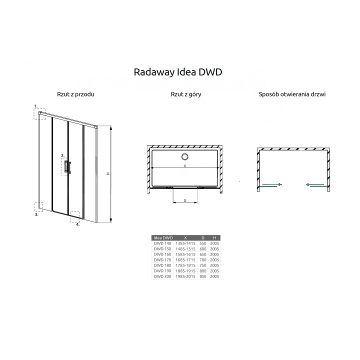 Dveře wnękowe 160cm x 200.5cm pravé sklo čiré chrom Radaway Idea DWJ- sanitbuy.pl