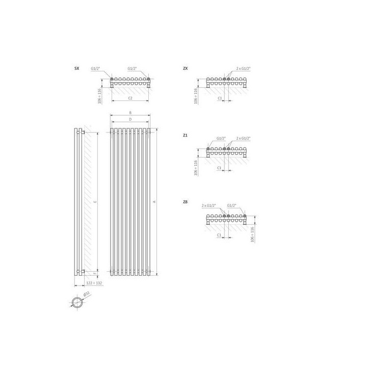 Radiátor Terma Tune HSD (volně stojící) 39x140 cm - bílá/ barva- sanitbuy.pl