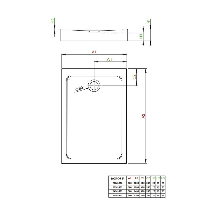 Sprchová vanička s panelem akrylátový 100x80cm Radaway Doros F Compact- sanitbuy.pl