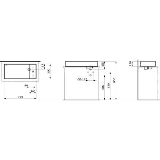 Umyvadlo na postavení na desku 750 x 350 mm SaphirKeramik 1otvorová Laufen Kartell- sanitbuy.pl