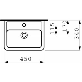 Umyvadlo nástěnná 450x340mm s otvorem pro baterii Laufen Pro A- sanitbuy.pl