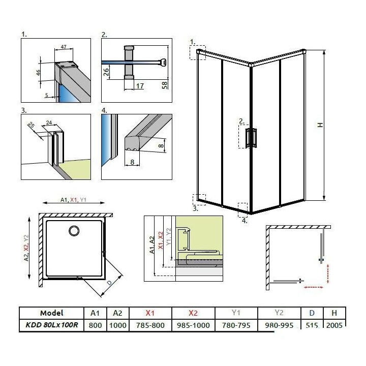 Sprchový kout 100x80cm sklo čiré chrom Radaway Idea Kdd - sanitbuy.pl