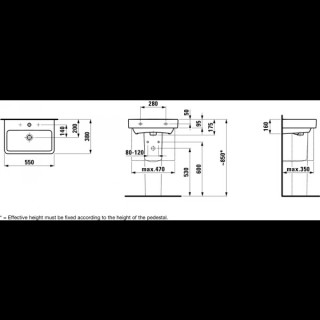 Umyvadlo ścienno-na desku 450 x 340 mm bílá Laufen PRO S - sanitbuy.pl