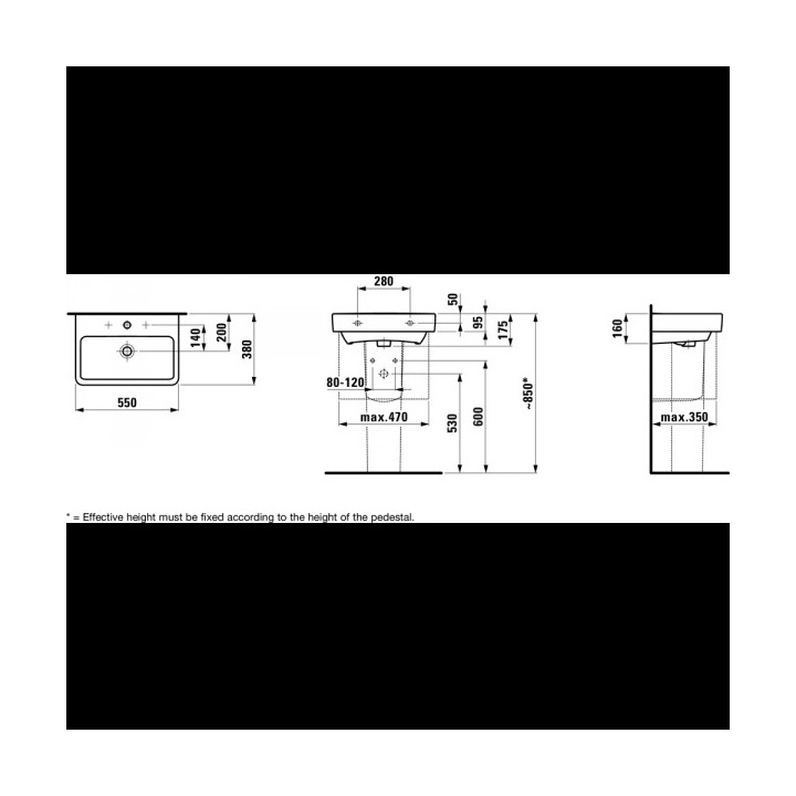 Umyvadlo ścienno-na desku 450 x 340 mm bílá Laufen PRO S - sanitbuy.pl