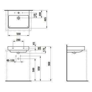 Umyvadlo 55x46,5 cm s otvorem na baterie, bílá Laufen Pro S- sanitbuy.pl