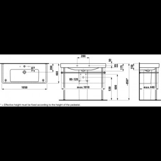 Umyvadlo nástěnná 1050 x 460 mm s otvorem pro baterii bílá Laufen Pro S- sanitbuy.pl