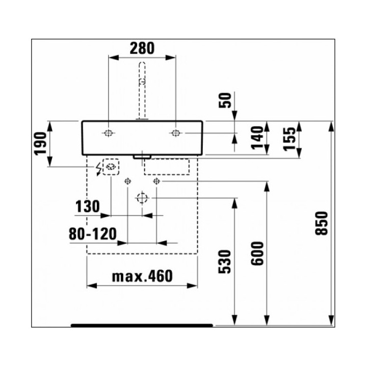 Umyvadlo nástěnná 500 x 460 mm s otvorem pro baterii bílá Laufen LIVING CITY- sanitbuy.pl