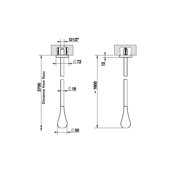 Výtokové rameno nástěnná 160cm Gessi Goccia chrom- sanitbuy.pl