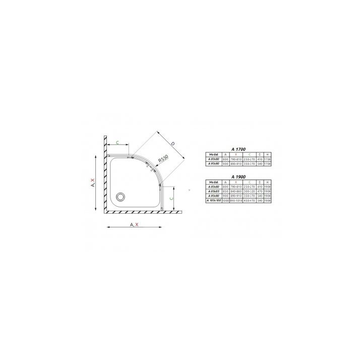Duschkabine halbrund Radaway Premium Plus A 1900 Tür Schiebe- 85x85 cm Chrom transparent Glas - sanitbuy.pl