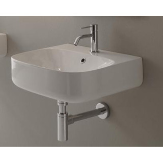Aufsatzwaschtisch Scarabeo Moon 90x42cm weiß ohne Überlauf, mit Anschluss na baterie - sanitbuy.pl