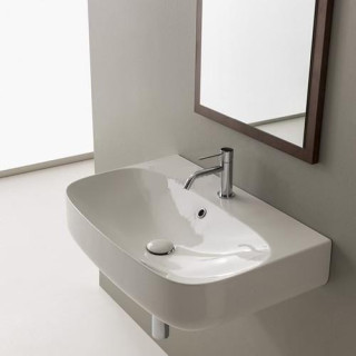 Waschtisch zur Wandmontage Scarabeo Moon 70x45cm weiß ohne Überlauf, mit Anschluss na baterie - sanitbuy.pl