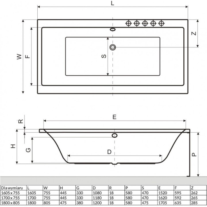 Badewanne Excellent Pryzmat Slim rechteckig 160,5x75,5 cm Acryl-, weiß - sanitbuy.pl
