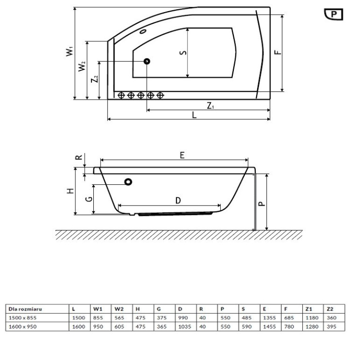 Badewanne Excellent Magnus Eck- 150x85,5 cm Acryl- links, weiß- sanitbuy.pl