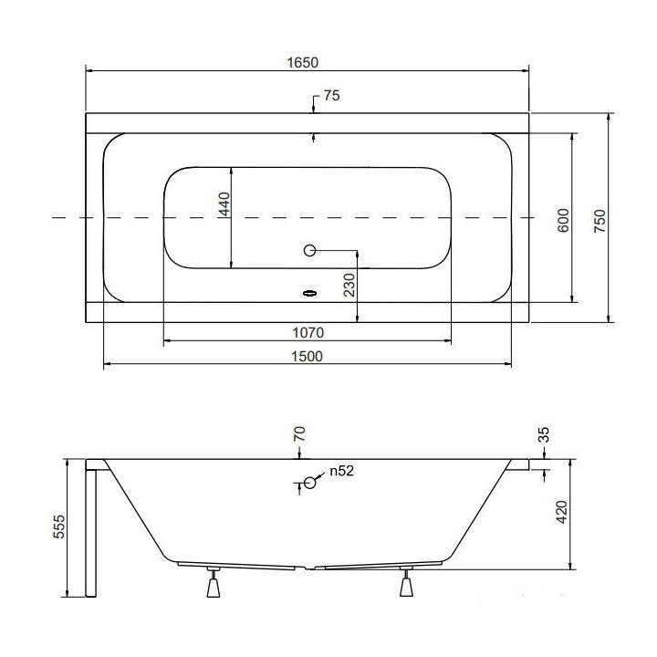 Badewanne Besco Quadro 165x75- sanitbuy.pl
