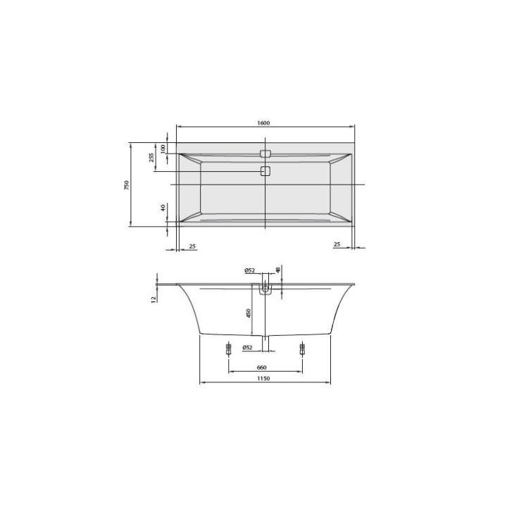 Badewanne rechteckig 160x75 cm Quaryl Villeroy & Boch Squaro Edge 12 Duo- sanitbuy.pl