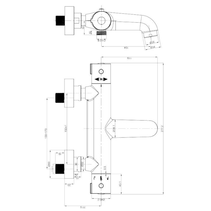 Brausearmatur thermostatisch Omnires Y Chrom- sanitbuy.pl